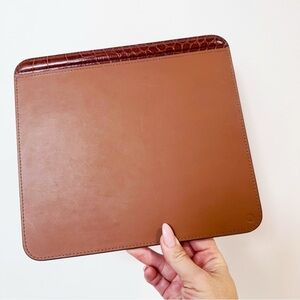 Ralph Lauren Brown Leather Croc Embossed Design Mouse Pad Rare